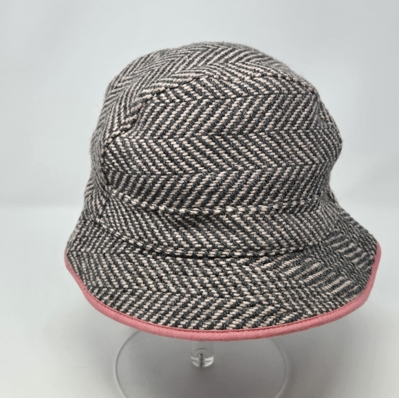 VINTAGE GAP WOOL BLEND GREY & PINK HERRINGBONE BUCKET HAT WOMEN M/L PREPPY Y2K - Picture 6 of 13